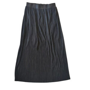 MNG Black Pleated Maxi Skirt XS High Waist Flowy Elegant Casual Chic